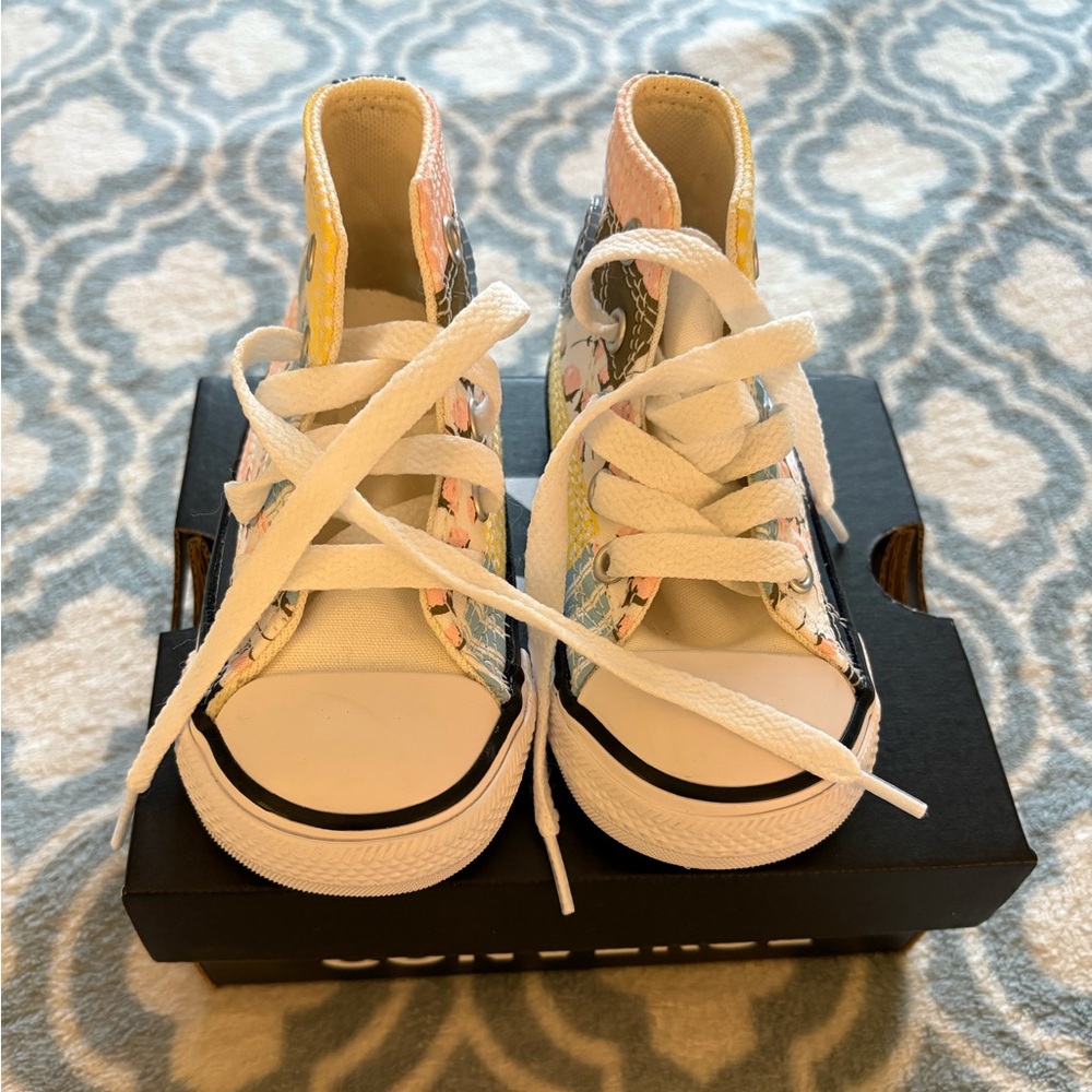 Converse Kids Size 5 High-Top Sneakers - Yellow, Pink, and Blue - Picture 2 of 6